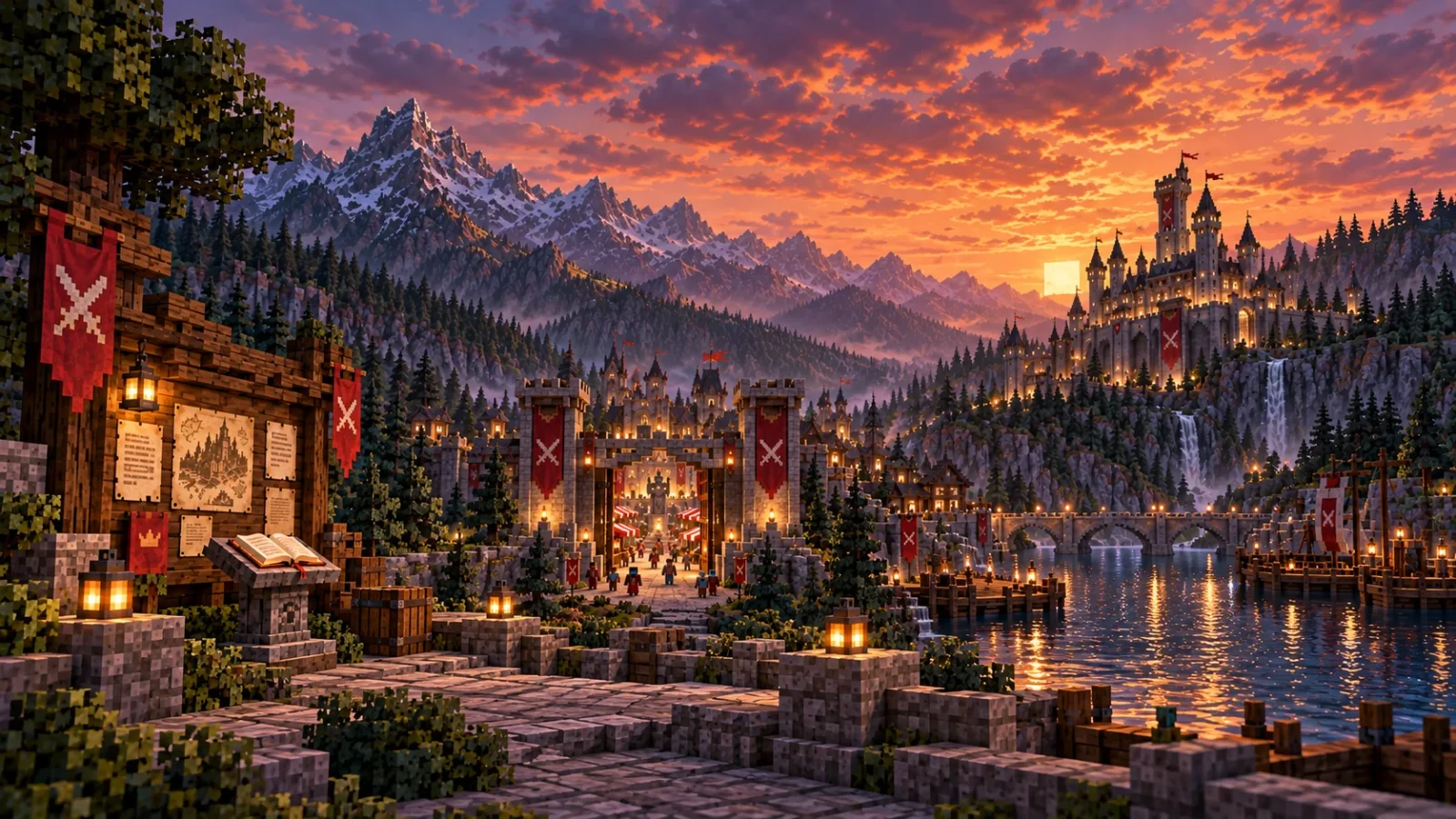 Minasty’s castle town at sunset beneath the title Introducing the Minasty Website.
